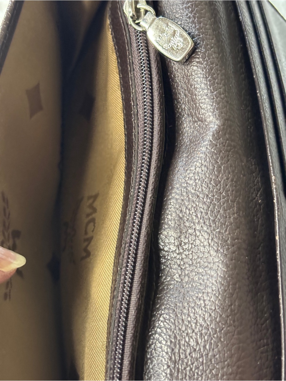 MCM Brown Cognac Logo Fold Wallet with Gold Plate - Picture 15 of 15